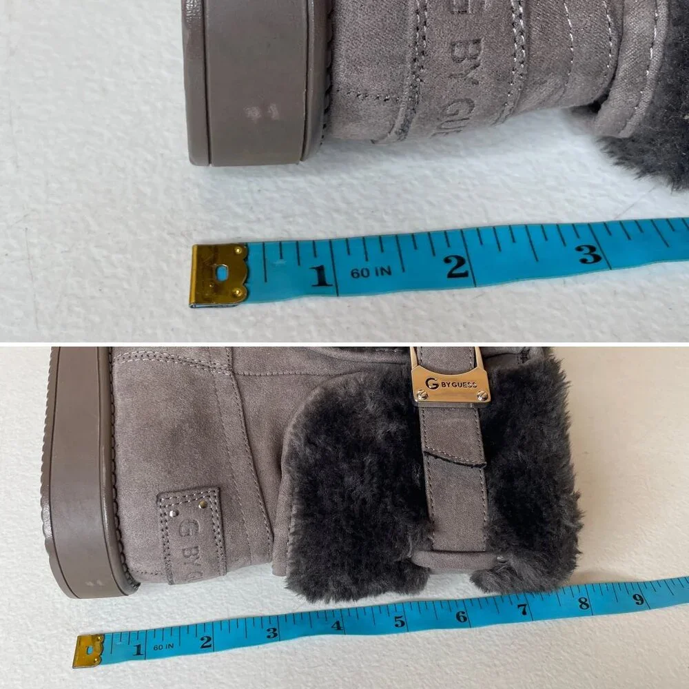 Guess Aussie Faux Fur Gray Ankle Booties Size 6